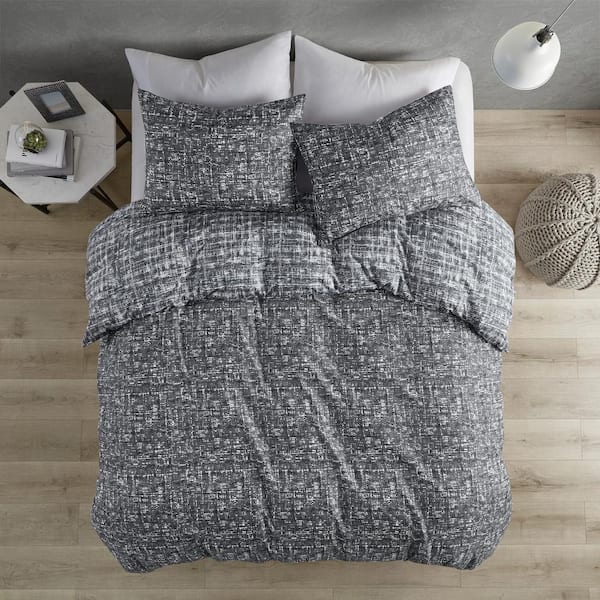 Maca 3-Piece Gray Solid Color Microfiber Full/Queen Duvet Cover Set