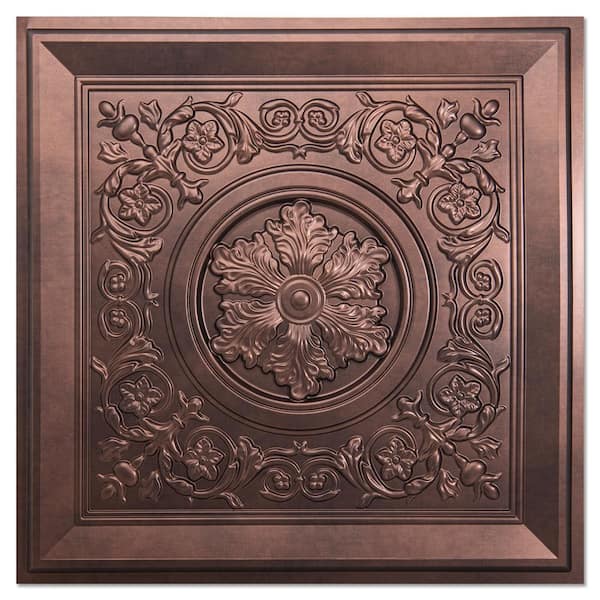 Antique Copper 2 ft. x 2 ft. Square Edge Lay-In Ceiling Tile, Decorative Glue up Ceiling Panels,12 Pack(48 sq.ft./case)