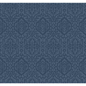 60.75 sq ft Blue Catherdral Damask Pre-Pasted Wallpaper
