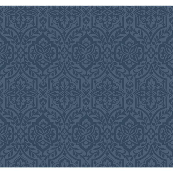 York Wallcoverings 60.75 sq ft Blue Catherdral Damask Pre-Pasted Wallpaper