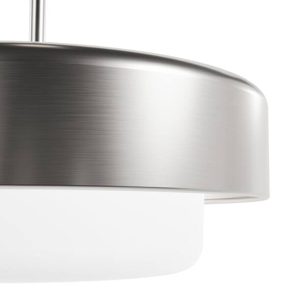 Hunter - Station 2-Light Brushed Nickel Shaded Pendant Light with Cased White Glass Shade
