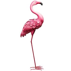 35 in. H Flamingo Metal Lawn Decor in Pink