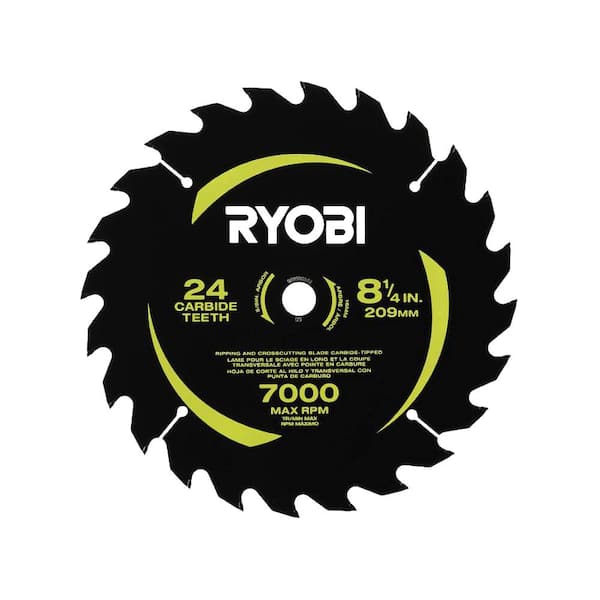 RYOBI 8 1 4 in. 24 Carbide Teeth Thin Kerf Table Saw Blade A318101