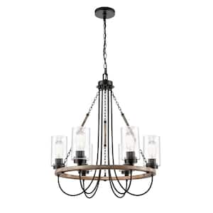 Paladin 6-Light Matte Black Chandelier with Clear Glass Shade