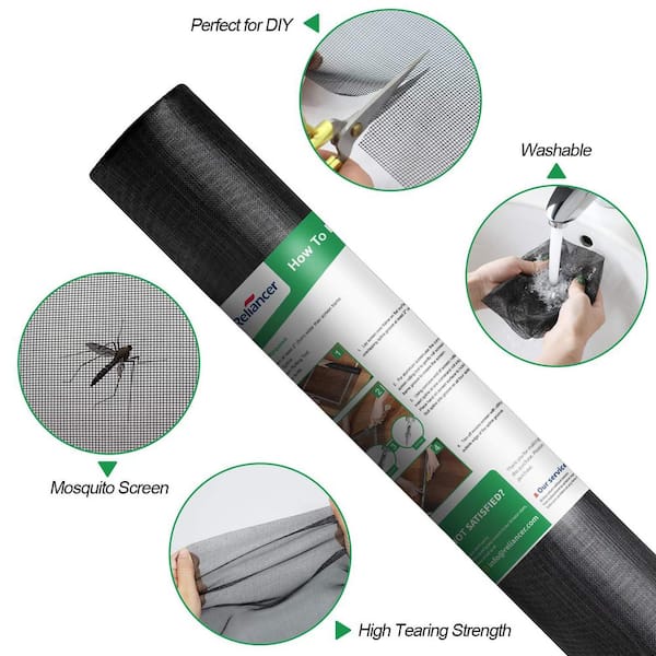 Angel Sar 60 in. x 100 ft. Fiberglass Window Screen Roll, DIY Custom Replacement Mesh Screens for Poultry Kitchens Tree Houses