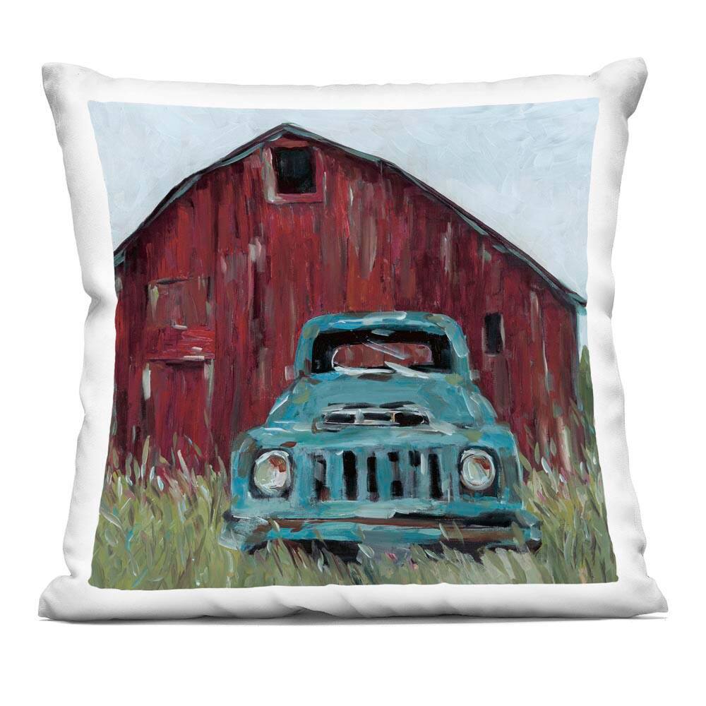 Turquoise Pickup Truck Red Print Zipper Polyester 18 in. X 18 in. Throw Pillow price history on PriceWatchPro
