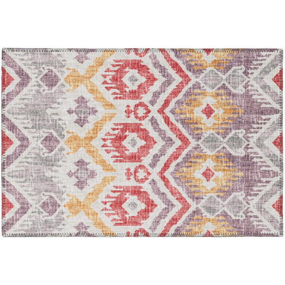 Yuma Purple 1 ft. 8 in. x 2 ft. 6 in. Geometric Indoor/Outdoor Washable Are