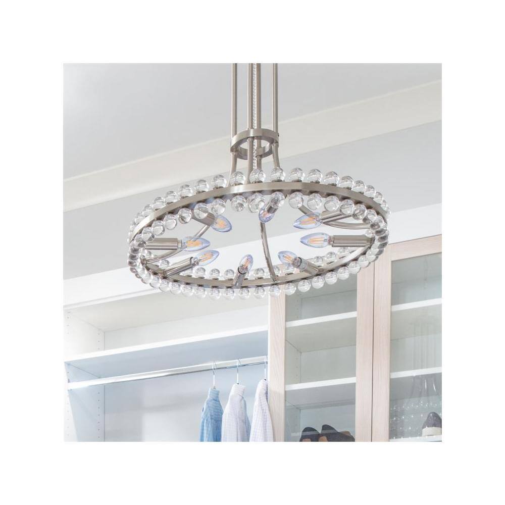 Elegant Brushed Nickel & Crystal 8-Light Chandelier