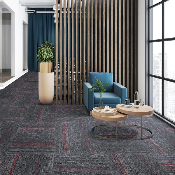 Elite - Ruby Edge - Gray Commercial/Residential 24 x 24 in. Glue-Down or Floating Carpet Tile Square (72 sq. ft.)
