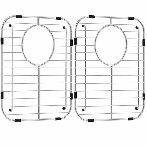 Sink Bottom Grid 2-Pack 1 in. H x 13.2 in. W x 11.6 in. D, Sink Protectors with Rear Drain for Kitchen Sink