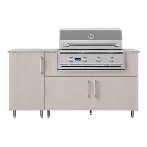 Daybreak 68.5 in. W 4-Burner Propane Grill Island in Miami Shoreline Gray