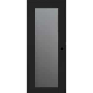 Vona 207 DIY-FRIENDLY 28 in. x 80 in. Left-Hand Frosted Glass Black Matte Wood Composite Single Prehung Interior Door