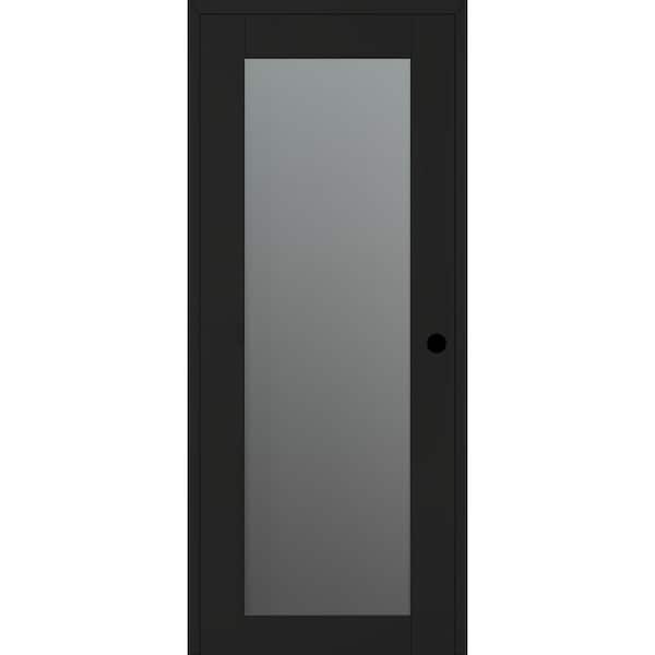 Belldinni Vona 207 DIY-FRIENDLY 30 in. x 80 in. Left-Hand Frosted Glass Black Matte Wood Composite Single Prehung Interior Door