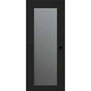 Vona 207 DIY-FRIENDLY 36 in. x 80 in. Left-Hand Frosted Glass Black Matte Wood Composite Single Prehung Interior Door
