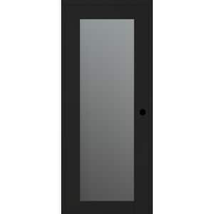 Vona 207 DIY-FRIENDLY 18 in. x 80 in. Left-Hand Frosted Glass Black Matte Wood Composite Single Prehung Interior Door