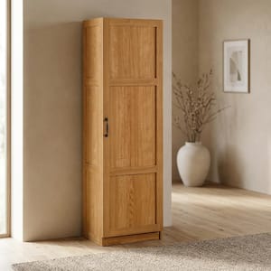 Highland Oak 60 in. Tall Storage Cabinet with Shelving, Transitional Style
