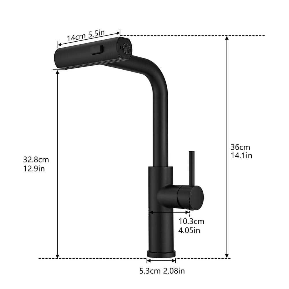 Matte Black Stainless Steel Pull Down Kitchen Faucet with Sprayer