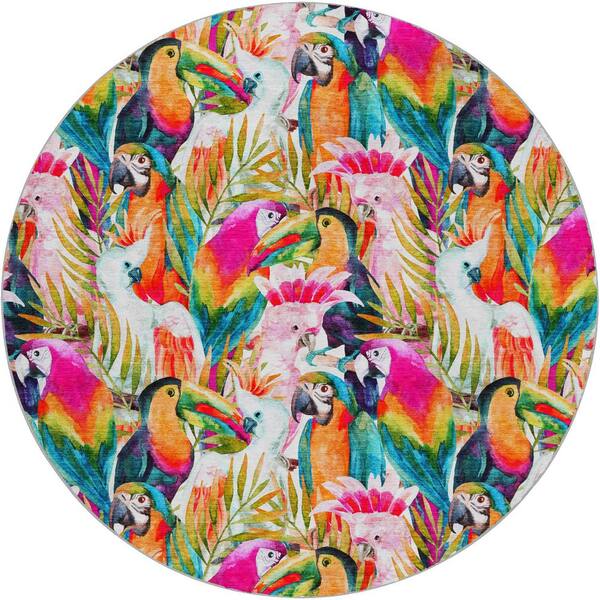 Dream Shag Premium Machine Washable Abstract ADS200 Multi 8 ft. x 8 ft. Round Rug