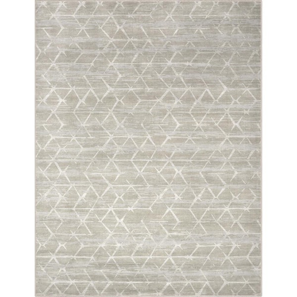 Well Woven Beige 7 ft. 7 in. x 9 ft. 10 in. Abstract Kintsugi Modern Geometric Flat-Weave Area Rug