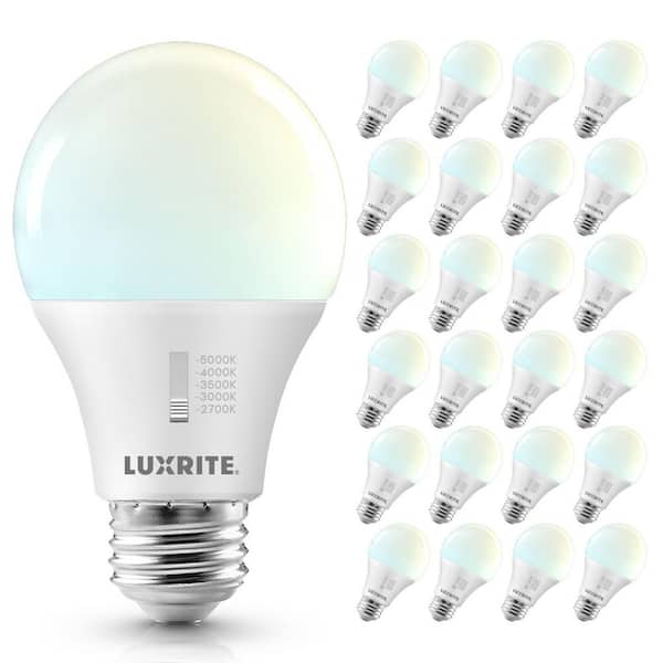 60-Watt Equivalent A19 LED Light Bulb 5CCT 9-Watt 800 Lumens LED Light Bulbs Dimmable E26 Title CA20 ETL Listed 24-Pack