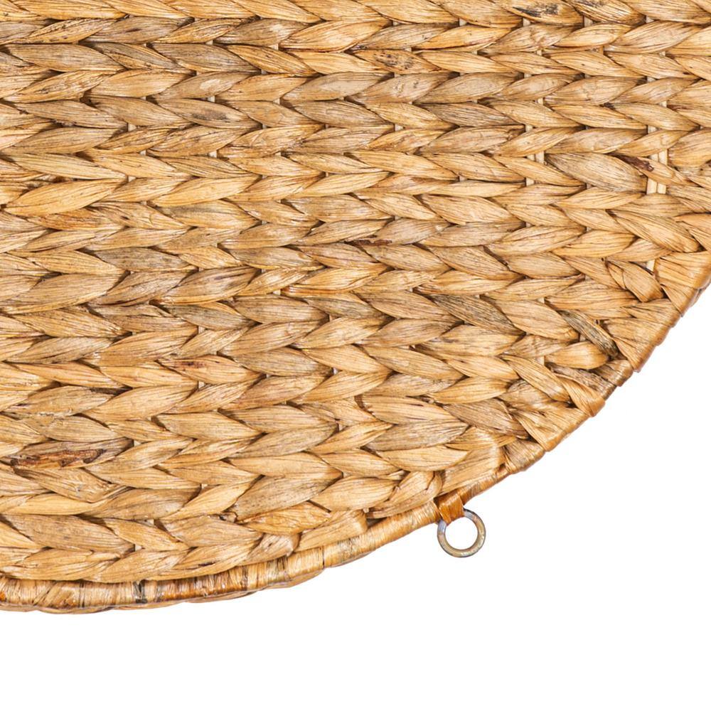 Natural Handwoven Hyacinth Circular Floating Wall Rack