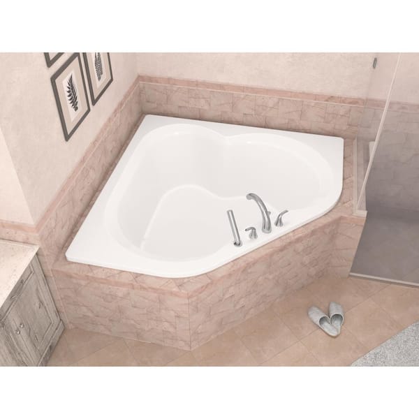 Beryl 5 ft. Acrylic Center Drain Corner Drop-in Non-Whirlpool Bathtub in White