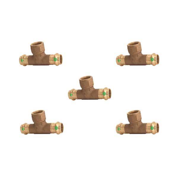 Viega ProPress 1/2 in. Press x 1/2 in. Press x 1/2 in. FPT Zero-Lead Bronze Tee (5-Pack)