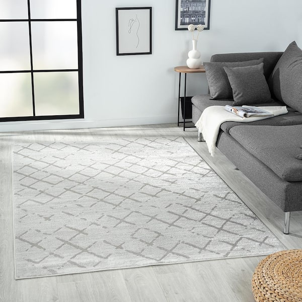 Cana Cream/Gray 5x7 ft. Geometric Modern/Contemporary Synthetic Area Rug