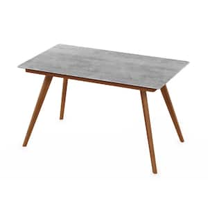 Redang Cement 4-Leg Rectangular Wood Outdoor Dining Table with Smart Top