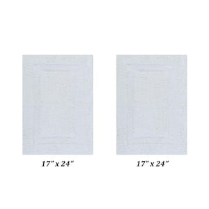 Lux Collection White 17 in. x 24 in. and 17 in. x 24 in. 100% Cotton 2-Piece Bath Rug Set
