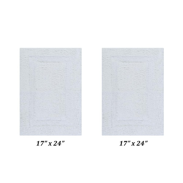 Better Trends Lux Collection White 17 in. x 24 in. and 17 in. x 24 in. 100% Cotton 2-Piece Bath Rug Set