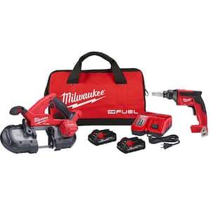 M18 FUEL 18-Volt Lithium-Ion Brushless Cordless Compact Bandsaw Kit with FUEL Drywall Screw Gun