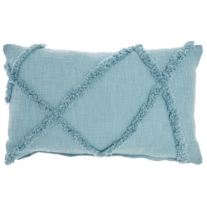 Lifestyles Aqua Geometric 14 in. x 24 in. Rectangle Throw Pillow