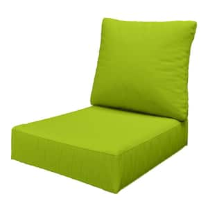 24 in. x 24 in. x 6.5 in. Outdoor Repacement Deep Seating Lounge Chair Cushion with Backrest Grass Green