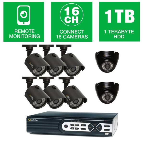 Q-SEE HeritageHD Series 16-Channel 720p 1TB Video Surveillance System with (6) 720p Bullet Cameras and (2) 720p Dome Cameras