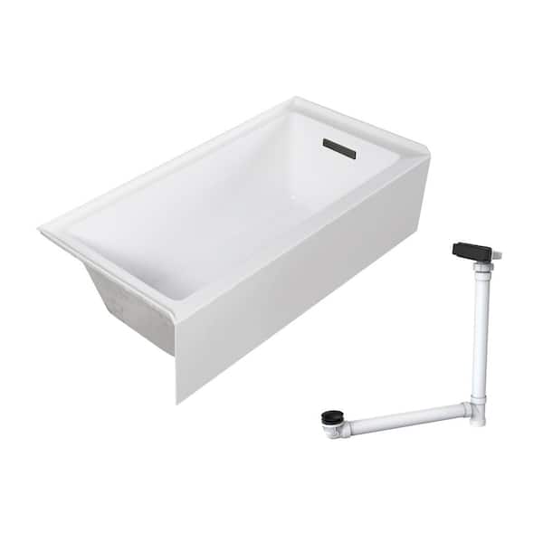 Unity 60 in. x 32 in. Soaking Bathtub with Right Drain in White/Matte Black