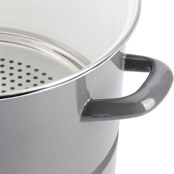 Dash of That Enamel on Steel Stock Pot with Lid - Gray, 8 qt - Baker's