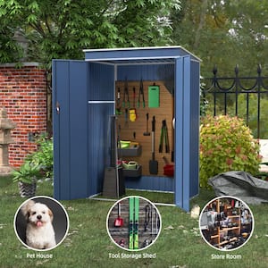 4 ft. x 3 ft. Metal Outdoor Garden Storage Shed with Door and Waterproof Roof, Freestanding Cabinet in Blue