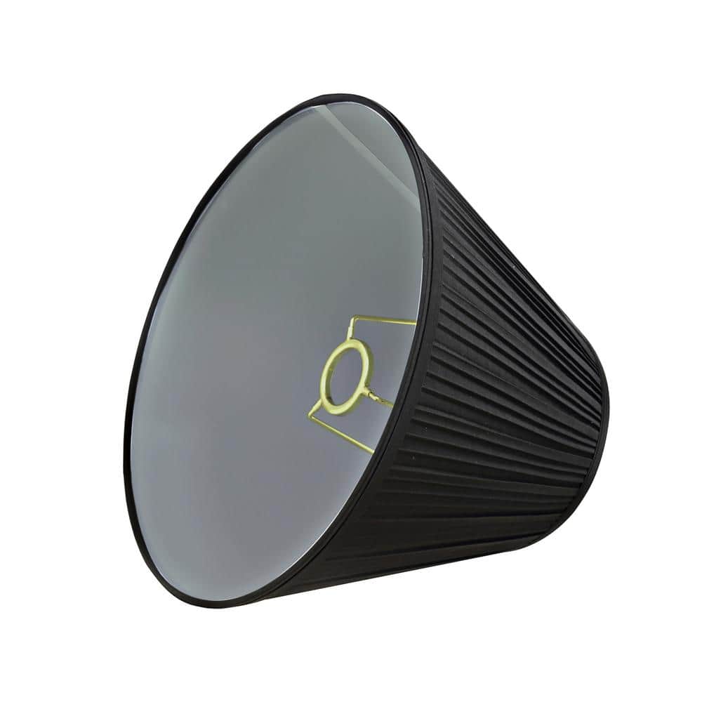 Black Pleated Tetoron Cotton Empire Lamp Shade, 10" Wide