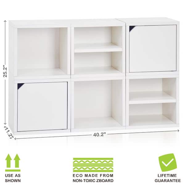Way Basics 25 in. H x 40 in. W x 11 in. D White Recycled Materials 6-Cube Storage Organizer