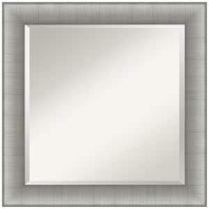 Medium Square Pewter Silver Metallic Beveled Glass Modern Mirror (24.75 in. H x 24.75 in. W)