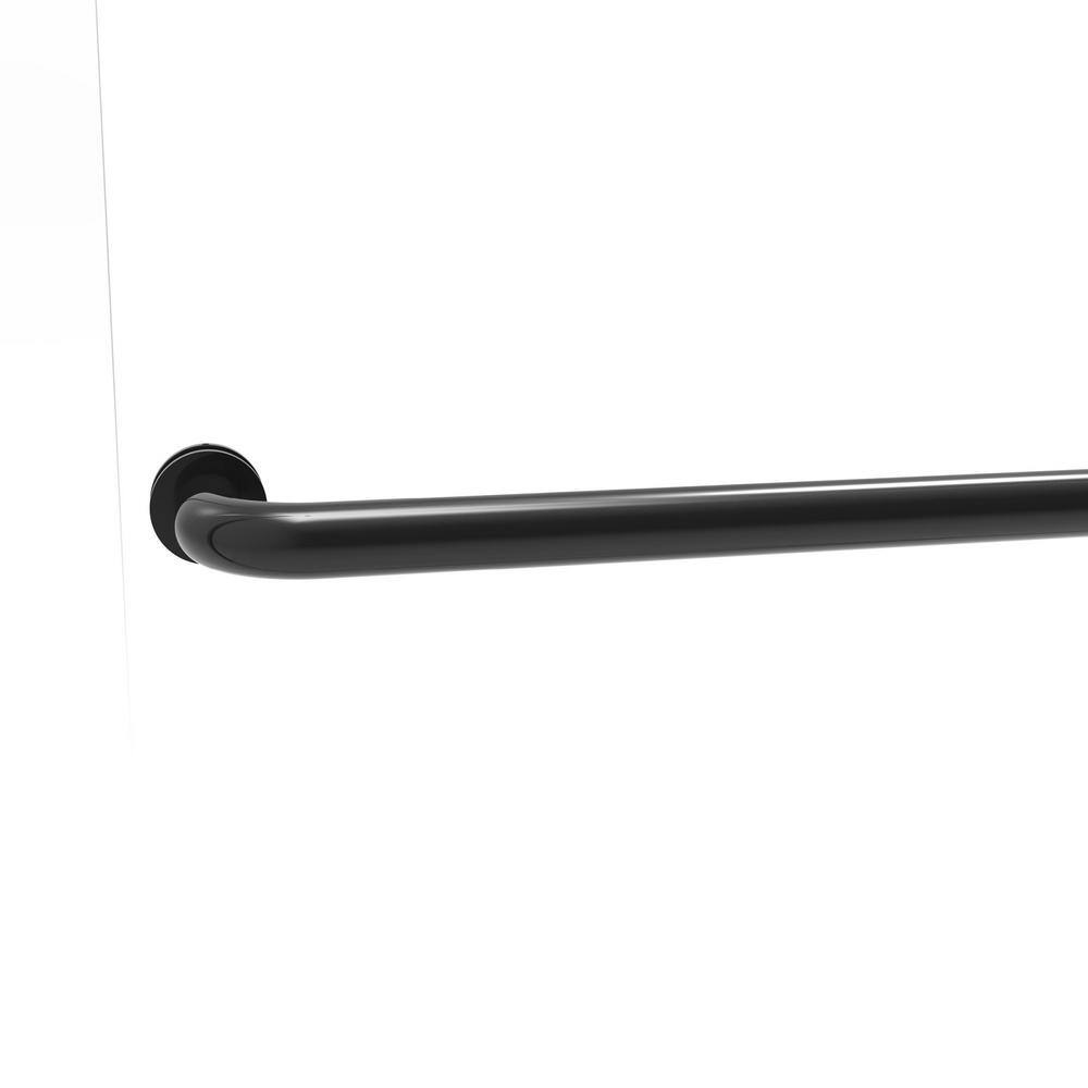 Rotolo Matte Black Semi-Frameless Sliding Tub Door with Clear Glass