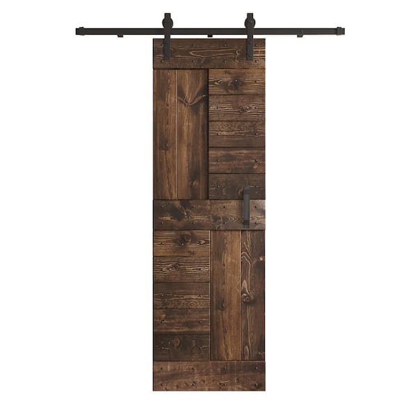 COAST SEQUOIA INC S Series 24 in. x 84 in. Kona Coffee DIY Knotty Wood Sliding Barn Door with Hardware Kit