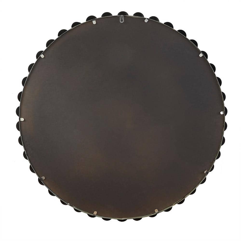 Marlowe Beaded 36" Silver Metallic Round Wall Mirror
