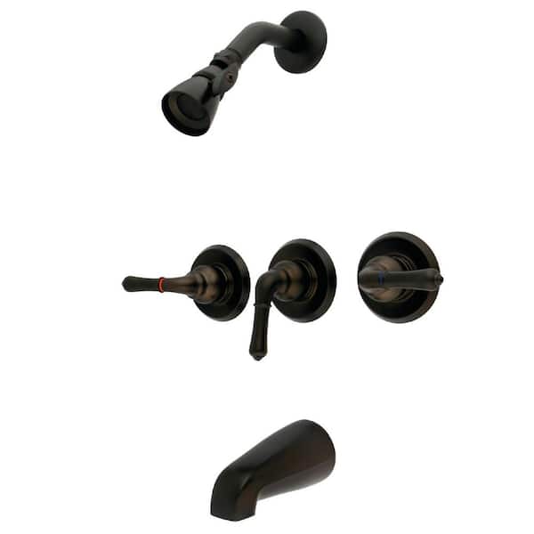 Kingston Brass Magellan 3-Handle 1-Spray Tub and Shower Faucet in Oil Rubbed Bronze (Valve Included)