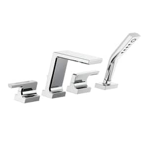 Pivotal 2-Handle Deck-Mount Roman Tub Faucet Trim Kit in Lumicoat Chrome with Hand Shower (Valve Not Included)