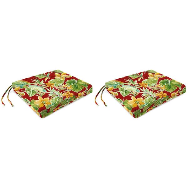 Jordan Manufacturing 19 in. L x 17 in. W x 2 in. T Outdoor Rectangular Chair Pad Seat Cushion in Beachcrest Poppy (2-Pack)