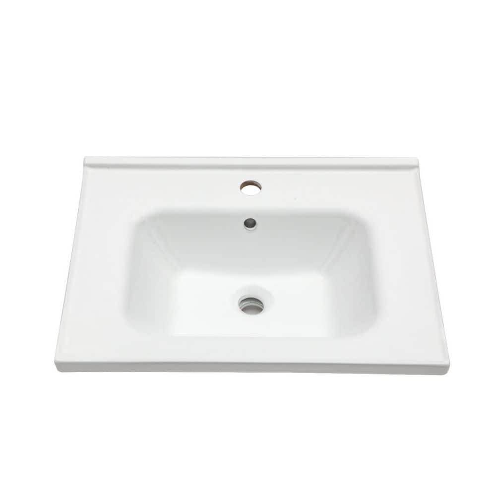 24 in. W x 18 in. D Ceramic Rectangular Bathroom Vanity Top with Single Basins in White price history on PriceWatchPro