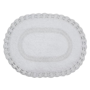 Hampton Crochet Reversible 100% Cotton Bath Rug Set, 17x24 Rectangle, White