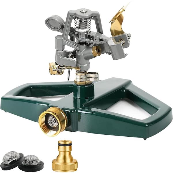 360 Degree Rotating Heavy Duty Metal Pulsating Sprinkler for Lawn Durable Rust Resistant Adjustable Coverage